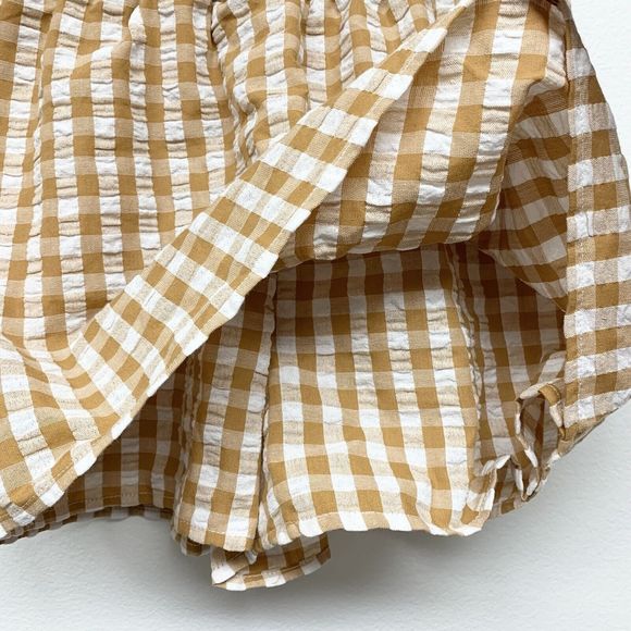 Forever 21 Gingham Plaid Skort‎ Size Small High Rise Seesucker Tan Shorts Skirt - Picture 6 of 8